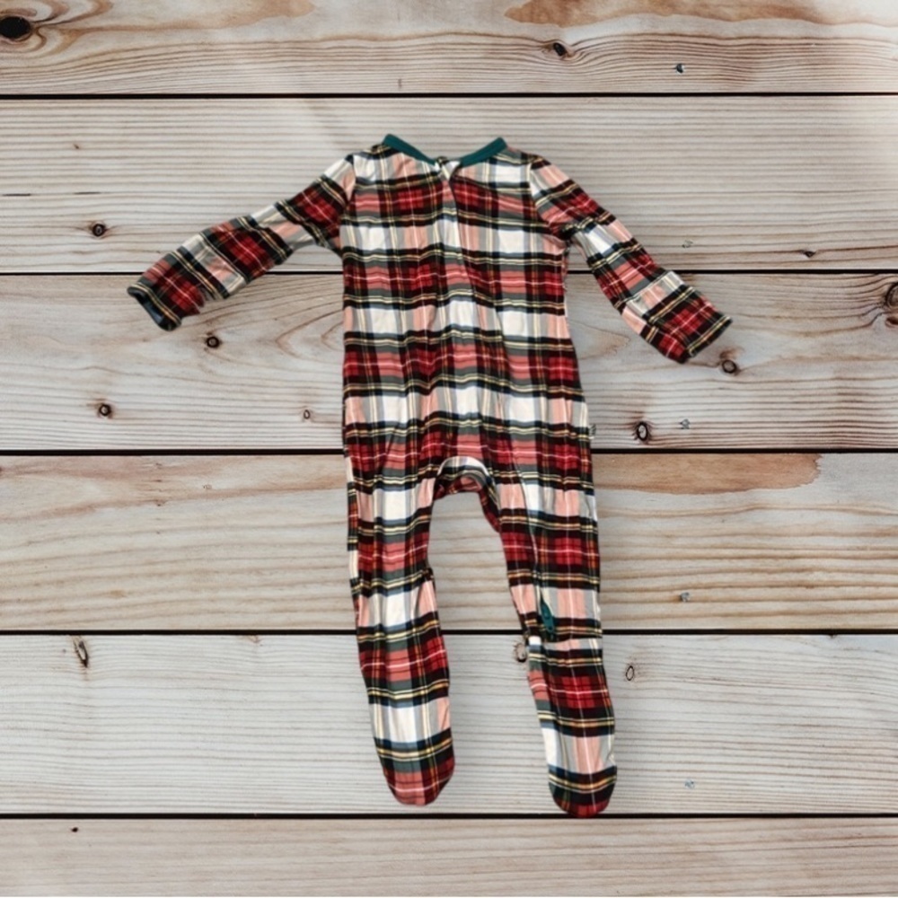 Free Birdees Double Zip Winter Holiday Plaid Onesie
